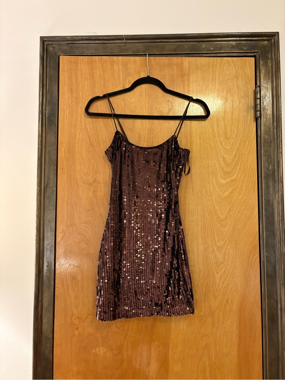 Sequin Mini Dress in Brown